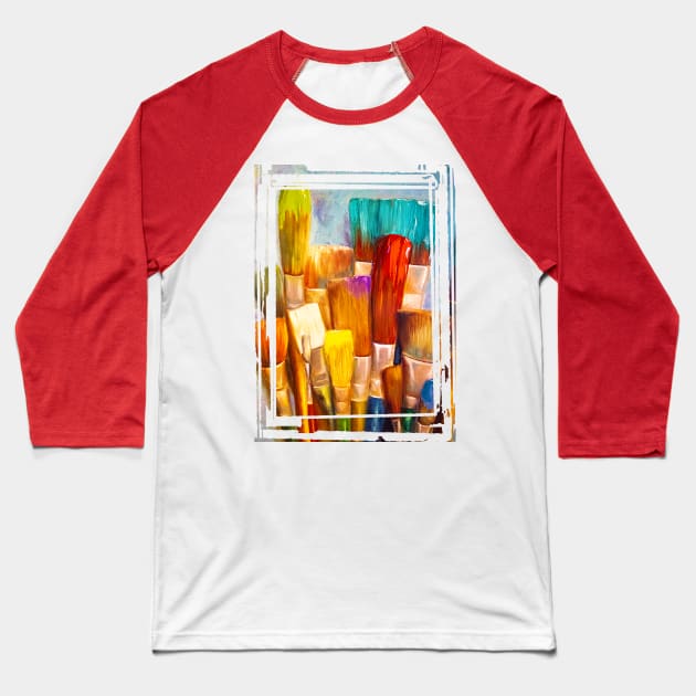 Abstract Paintbrushes Baseball T-Shirt by Carol Landry Fine Art 